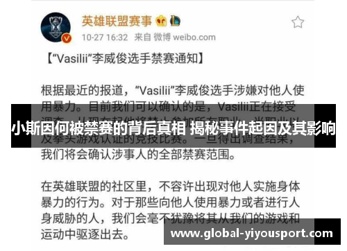 小斯因何被禁赛的背后真相 揭秘事件起因及其影响